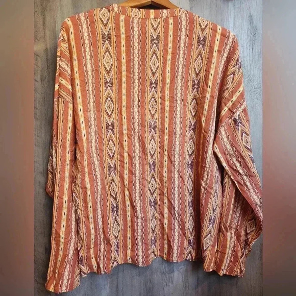 Savanna Jane NWT Boho The Wren Kat Split Neck Rust Stripe Embroidered SMALL - Picture 8 of 8